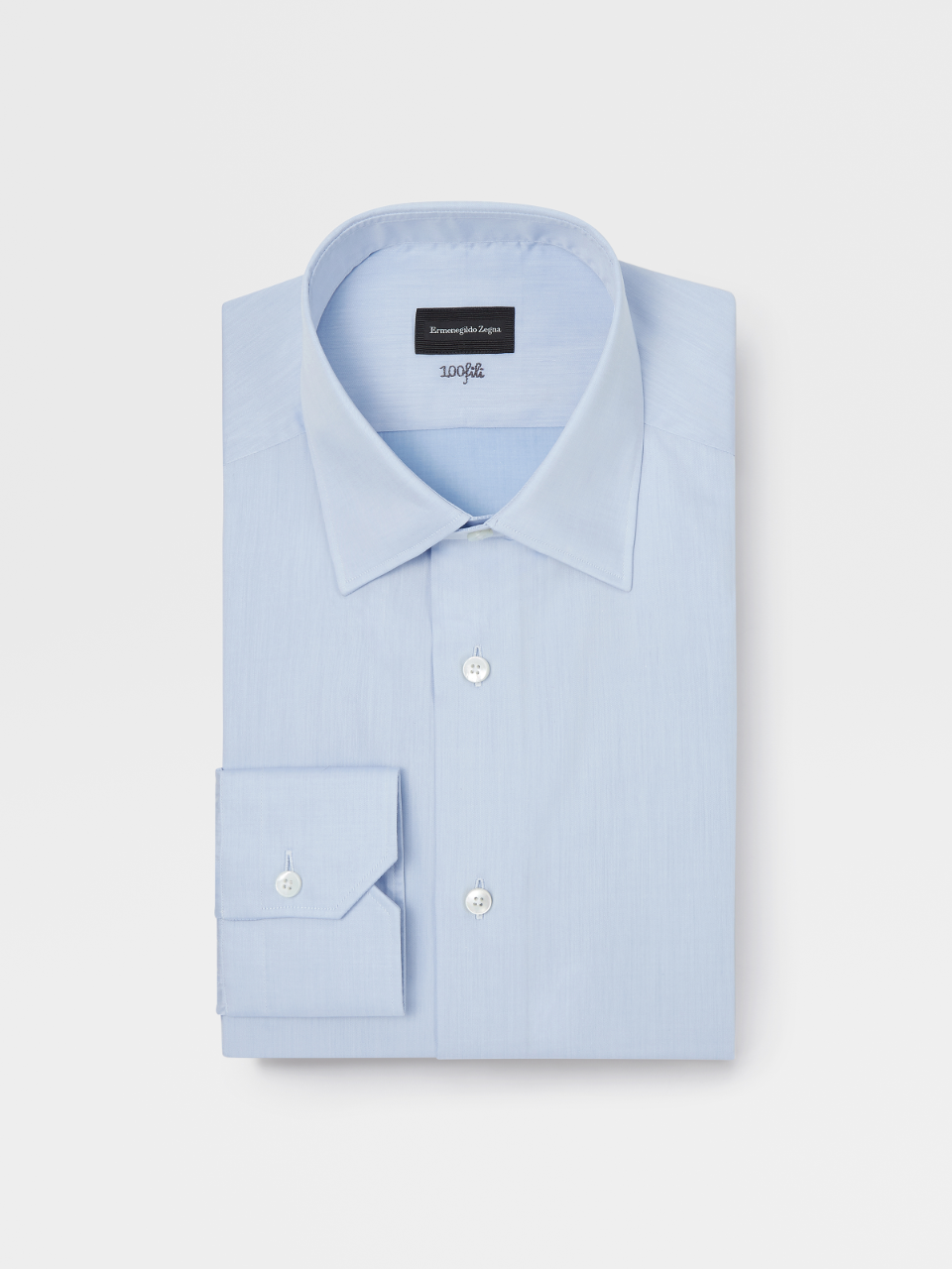 浅蓝色 100fili棉质精裁衬衫，Milano合身版型